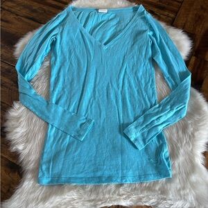 Victoria's Secret Turquoise Long Sleeve V-Neck Top